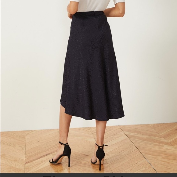 LPA Navy blue jacquard fabric Eleanor Skirt M - Picture 4 of 7